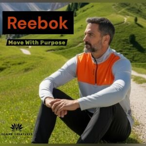 NWT Reebok Men's Performance Long Sleeve Shirt  Sz 3X Gray and Orange 1/4 Zip